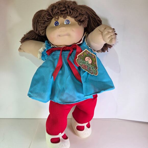 1982 Cabbage Patch Kid Coleco #190589 Blue Dress Red Tights Xavier Signed - Picture 1 of 16